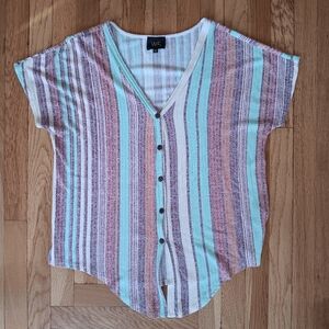 Women's Multicolor Striped Button-Down Shirt